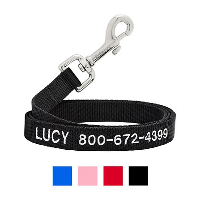 Frisco Solid Nylon Personalized Dog Leash, X-Small: 6-ft long, 3/8-in wide, Black