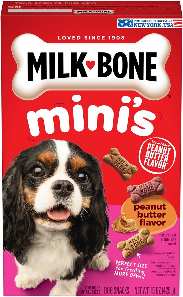 Milk-Bone Mini's Peanut Butter Flavor Varietyof 6 Dog Treats 454g