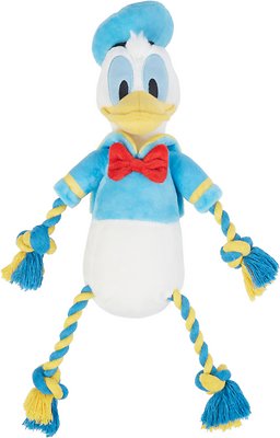 Disney Donald Duck Plush with Rope Squeaky Dog Toy