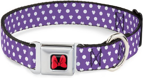 Buckle-Down Minnie Mouse Bow Polyester Dog Collar, Medium: 11 to 17-in neck, 1-in wide