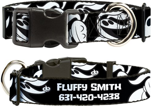 Buckle-Down Disney Nightmare Before Christmas Zero Expressions Polyester Personalized Dog Collar, Medium