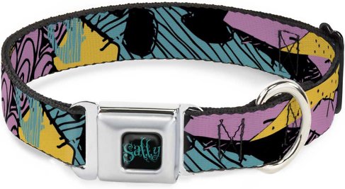 Buckle-Down Nightmare Before Christmas Sally Dress Patchwork Polyester Dog Collar, Small: 9.5 to 13-in neck, 1-in wide