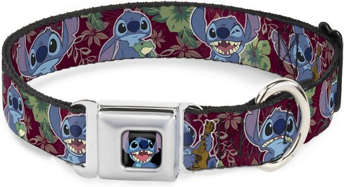 Buckle-Down Lilo &amp; Stitch 6-Expressions Tropical Flora Polyester Dog Collar, Small: 9.5 to 13-in neck, 1-in wide