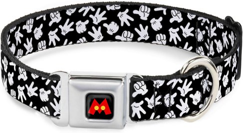 Buckle-Down Mickey Mouse Hand Gestures Polyester Dog Collar, Small: 9.5 to 13-in neck, 1-in wide