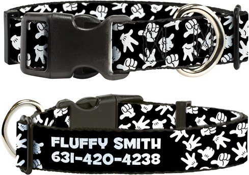 Buckle-Down Disney Mickey Mouse Hand Gestures Personalized Dog Collar, Small