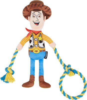 Pixar Woody Plush with Rope Squeaky Dog Toy