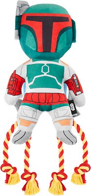 STAR WARS BOBA FETT Plush with Rope Squeaky Dog Toy