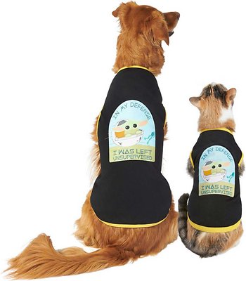 STAR WARS THE MANDALORIAN'S THE CHILD "Left Unsupervised" Dog &amp; Cat T-Shirt, Small