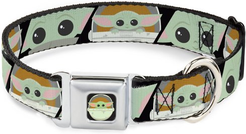 Buckle-Down Star Wars Baby Yoda the Child Chibi Pod Face Blocks Polyester Dog Collar, Medium: 11 to 17-in neck, 1-in wide