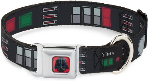 Buckle-Down Star Wars Darth Vader Utility Belt Polyester Seatbelt Buckle Dog Collar, Small: 9 to 15-in neck, 1-in wide