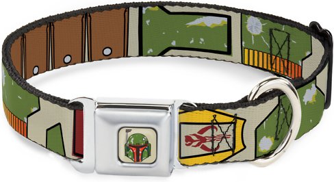 Buckle-Down Star Wars Boba Fett Helmet Polyester Dog Collar, Large Wide: 18 to 32-in neck, 1.5-in wide