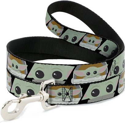 Buckle-Down Star Wars Baby Yoda the Child Chibi Face Blocks Polyester Standard Dog Leash, Small: 4-ft long, 1-in wide