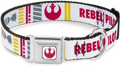 Buckle-Down Star Wars Rebel Pilot Polyester Seatbelt Buckle Dog Collar, Small: 9 to 15-in neck, 1-in wide