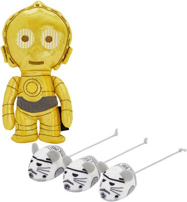 STAR WARS C-3PO Plush Kicker + STORMTROOPER Plush Mice Cat Toy with Catnip