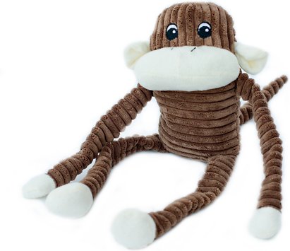 ZippyPaws Spencer Crinkle Monkey Dog Toy, Brown, Large