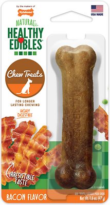 Nylabone Healthy Edibles Longer Lasting Bacon Flavor Dog Bone Treat, Small