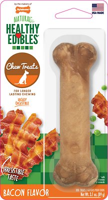 Nylabone Healthy Edibles Longer Lasting Bacon Flavor Dog Bone Treat, Medium