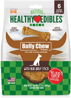 Nylabone Healthy Edibles Bully Chew Dog Treats, Large, 6 count