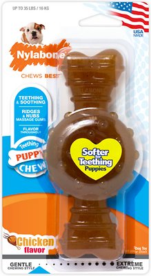 Nylabone Puppy Chew Ring Chicken Flavored Puppy Chew Toy, Medium