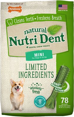 Nylabone Nutri Dent Limited Ingredients Fresh Breath Natural Mini Dental Dog Treats, 78 count