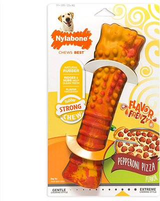 Nylabone RubberChew Flavor Frenzy Pepperoni Pizza Flavored Dog Chew Toy, Giant