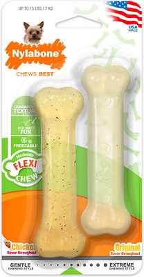 Nylabone FlexiChew Twin Pack Chicken &amp; Original Flavored Dog Chew Toy, X-Small