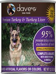 DAVE'S PET FOOD Daves 95% Premium Meat Turkey and Turkey Liver Recipe Case of 12 Wet Canned Dog Food 354g