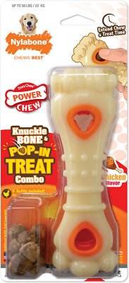 Nylabone Dura Chew Power Chew Knuckle Bone &amp; Pop-In Treat Combo Chicken Flavor Dog Toy, Large