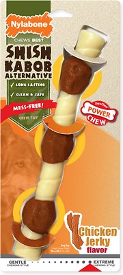 Nylabone Shish Kabob Alternative Power Chew Chicken Jerky Flavored Dog Chew Toy, Souper