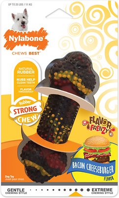 Nylabone RubberChew Flavor Frenzy Bacon Cheeseburger Flavored Dog Chew Toy, Regular