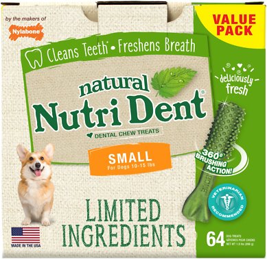 Nylabone Nutri Dent Limited Ingredients Fresh Breath Small Breed Dental Dog Treats, 64 count, 896g