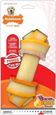 Nylabone Power Chew Rawhide Knot Chew Bone Bacon &amp; Cheese Flavored Dog Chew Toy, Giant