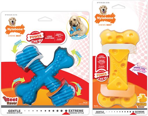 Nylabone Dura Chew Power Chew Beef &amp; Cheese Flavor Dog Chew Toy, 2 count