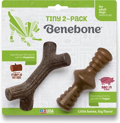 Benebone Bacon Flavor Tough Dog Chew Toy, Tiny, 2 count