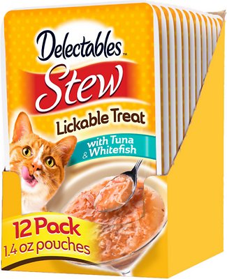 Stew Tuna and Whitefish Lickable Cat Treat, Case of 12, Bundle of 6, 39g