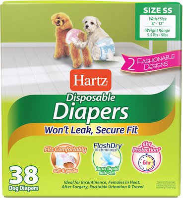 Hartz Disposable Male and Female Dog Diapers, SS: 8 to 12-in waist, 38 count