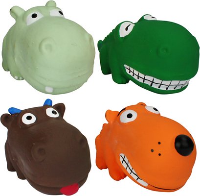 Multipet Mini Latex Animals Squeaky Plush Dog Toy, Character Varies, 1 count