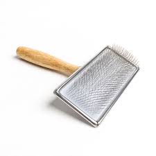 slicker brush with wooden handle