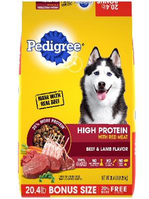 PEDIGREE HIGH PROTEIN Beef and Lamb Flavor Dry Dog Food 20.4lb