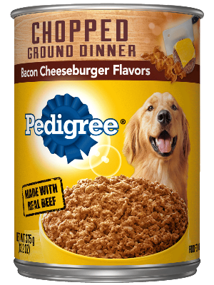 PEDIGREE Chopped Ground Dinner 12cts Bacon Cheeseburger Flavors Wet Dog Food 3.7kg