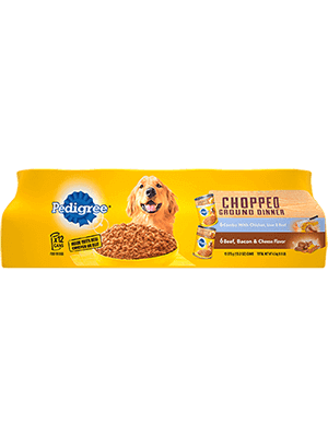 PEDIGREE Chopped Ground Dinner Combo with Chicken, Liver &amp; Beef and Beef, Bacon &amp; Cheese Flavor Wet Dog Food 12cans 375g