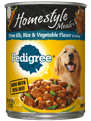 PEDIGREE Homestyle Meals Prime Rib, Rice, and Vegetable Flavor in Gravy Wet Dog Food 375g