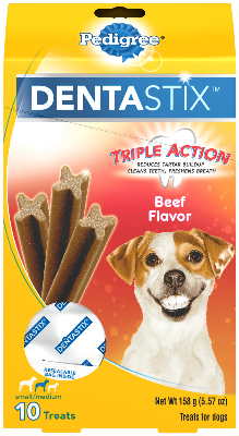 PEDIGREE DENTASTIX 10 Treat Beef Flavor Small/Medium Dog Treats 158g