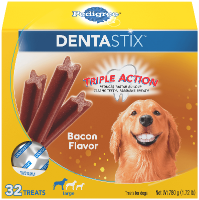 PEDIGREE DENTASTIX 32 Treat Bacon Flavor Large Dog Treats 780g