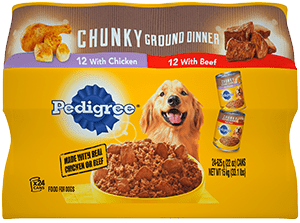 PEDIGREE Meaty Ground Dinner 24can With Chunky Chicken and With Chunky Beef Wet Dog Food Variety Pack 15kg