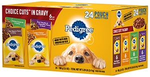 PEDIGREE CHOICE CUTS in Gravy Adult 24 pouch Wet Meaty Dog Food Variety Pack 2.4kg