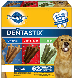 PEDIGREE DENTASTIX 62 Treat Original Large Dog Treats, Beef &amp; Fresh Variety Pack 1.5kg