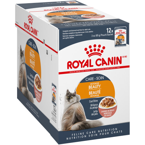 Royal Canin Intense Beauty Chunks in Gravy Adult Cat Food Pouches, case of 12 85g