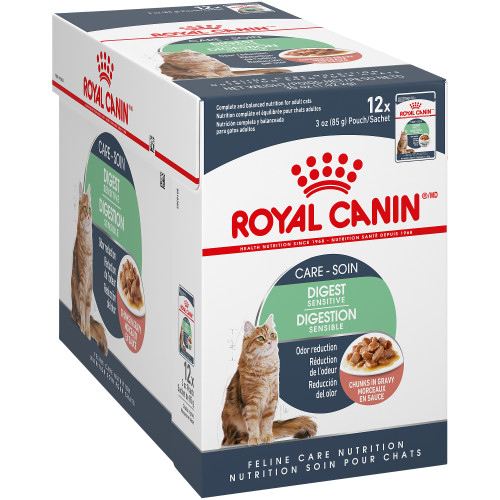 Royal Canin Digest Sensitive Chunks in Gravy Adult Cat Food Pouches, case of 12, 85g