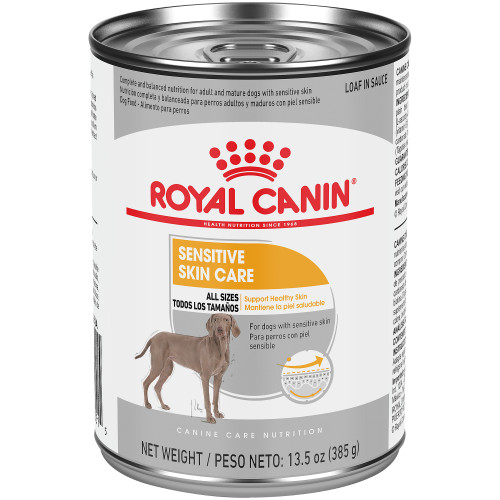 Royal Canin Sensitive Skin Care Loaf in Sauce 12 Can Pack Canned Dog Food 385g